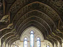 Single hammerbeam ceiling, carved in oak by Patrick Keely at St. Mary – St. Catherine of Siena Parish, Charlestown, Massachusetts